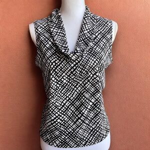 Y2K Black Market Black & White Cowl Neck Top